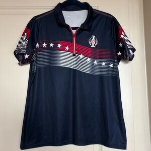 Solheim Cup Stars and Stripes Antigua Zip Up Polo Size XL
